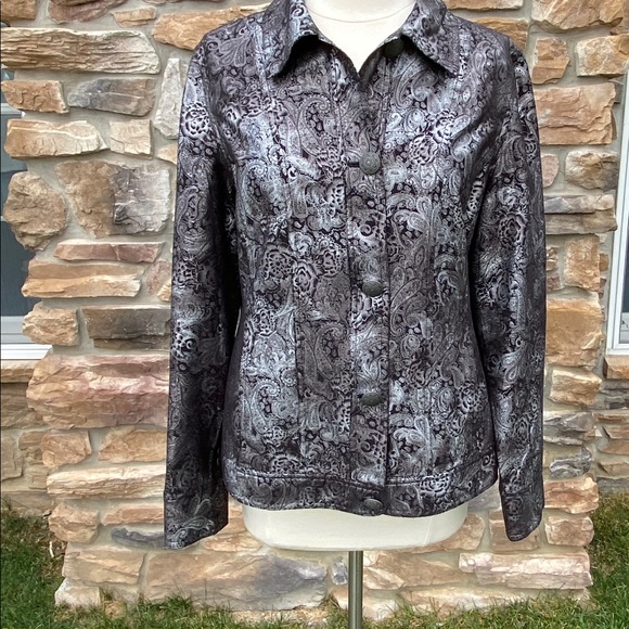 Chicos Jacket Black & Silver Design - Picture 4 of 16